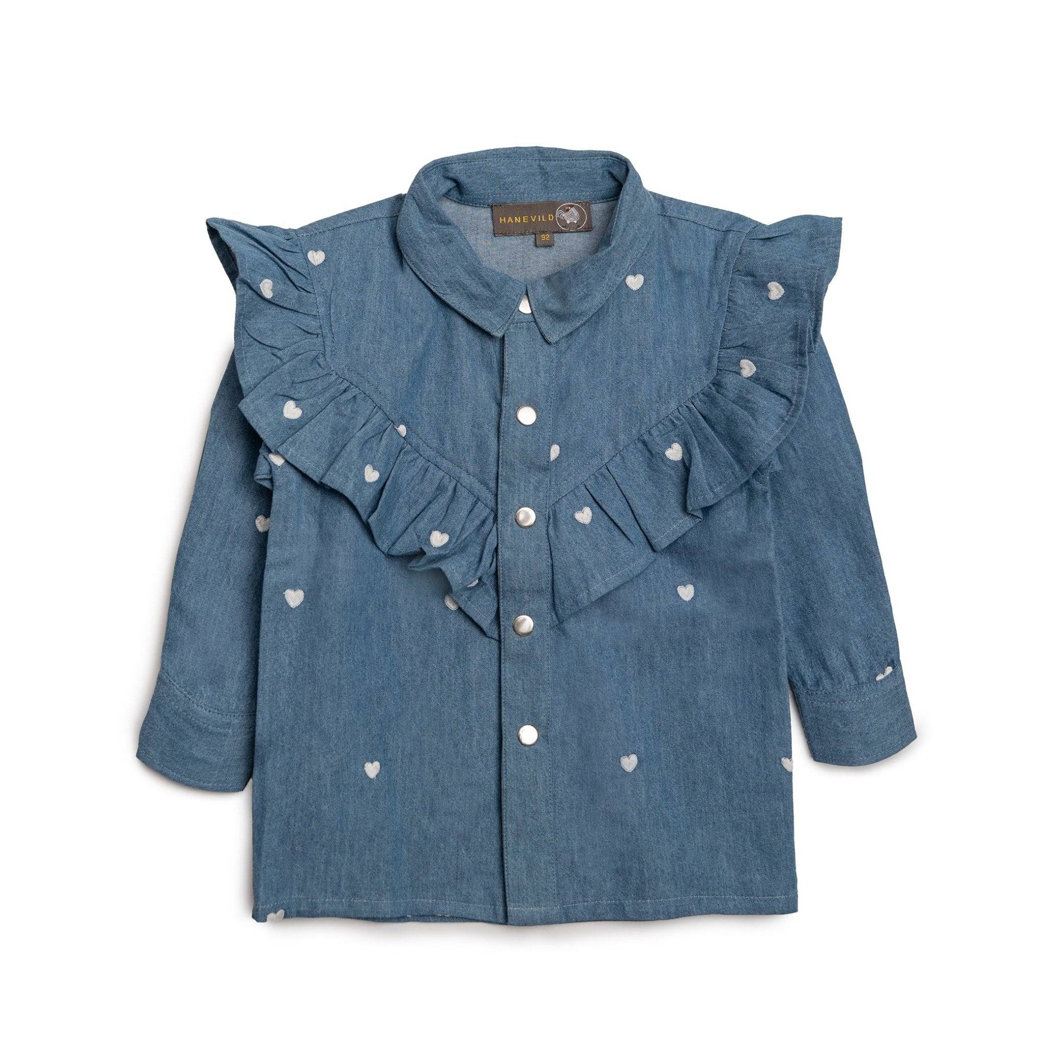 Hjerte skjorte - pige - denim - 134/140