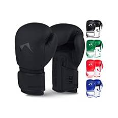 AQF Boxning Handskar För Träning Och MMA Muay Thai Boxningssäck Sparring MMA-Handskar För Kickboxning Fighting & Boxningssäck Med Extra Lager Av Stoppning (Matt Svart, 8oz)