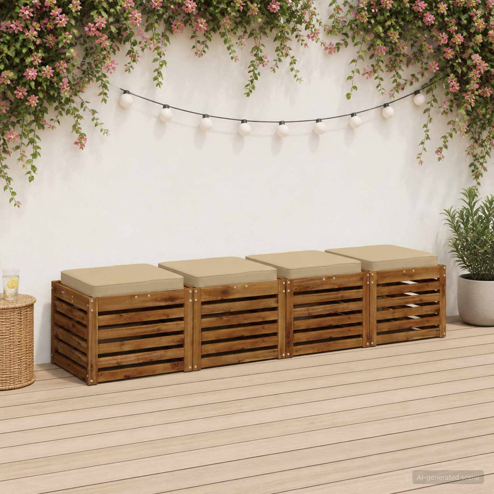 vidaXL 4-Stykke Sædepuder VUGHT 4 pcs 100% polyester Beige