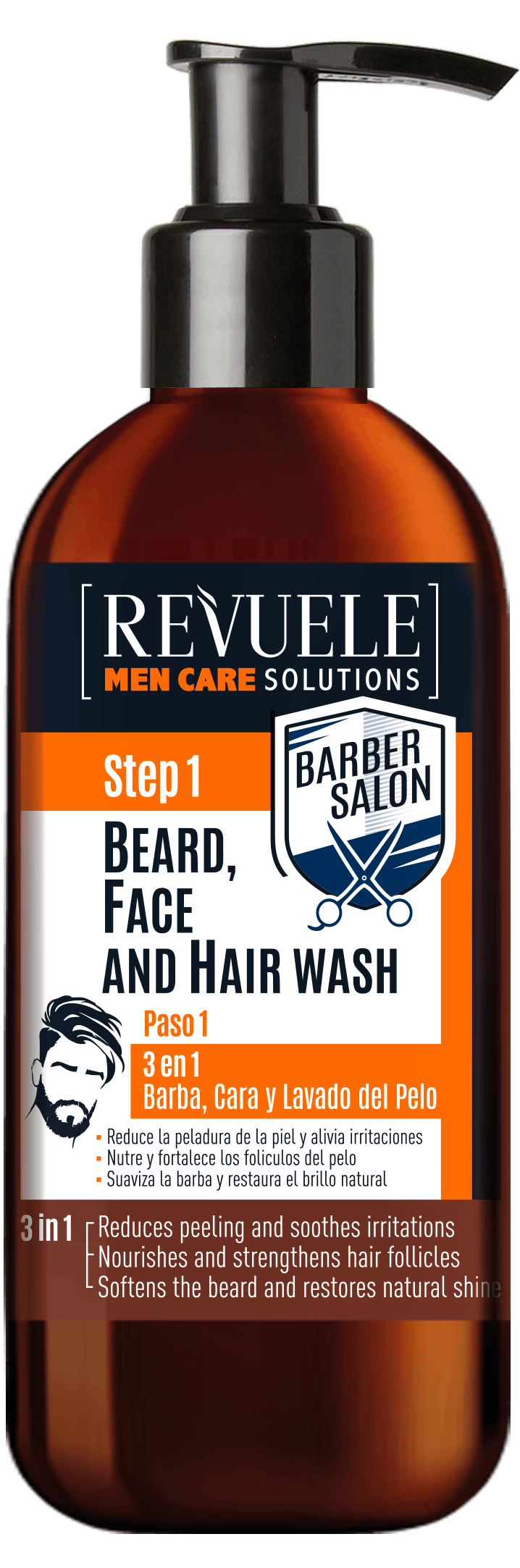 Revuele Men Step 1 3in1 Beard, Face & Hair Wash 300 ml