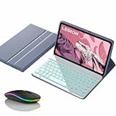 Tangentbordsfodral för Lenovo Tab P11 11" 2024 (TB-331FC), Magnetiskt Avtagbart Trådlöst Bakgrundsbelysning Tangentbord med Bluetooth-Mus,Purple