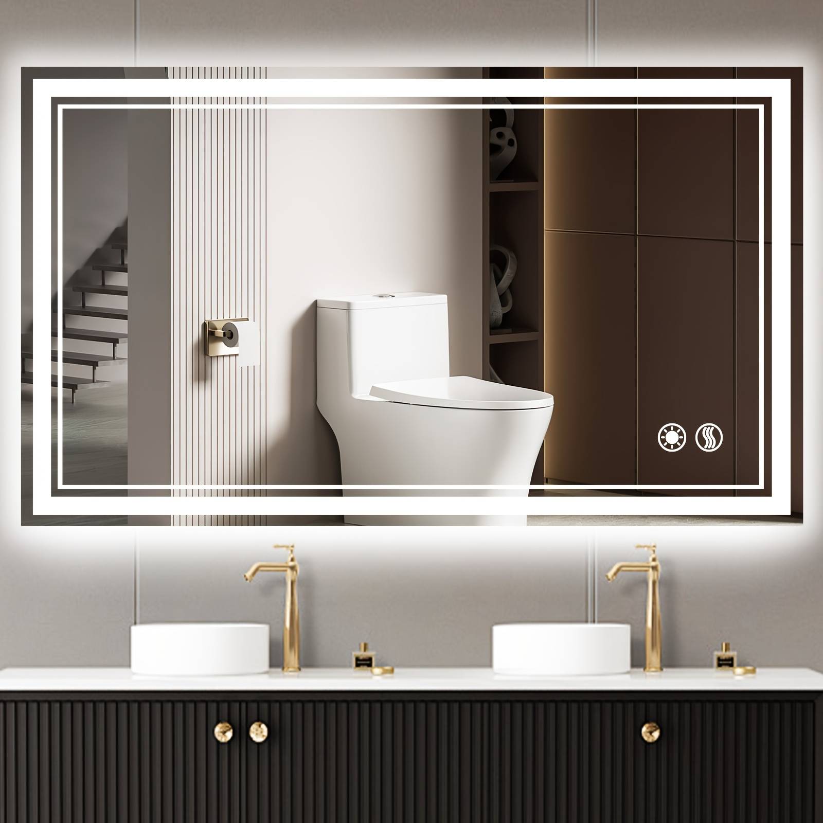 61x91 Cm, 61x81 Cm, Led Mirror For Bathroom, Anti-fogging Bathroom Mirror With Lights 3 Colors Dimmable Mirror, Wall Mounted Brightness, Memory Function, Touch Sensor, Horizontal/vertical