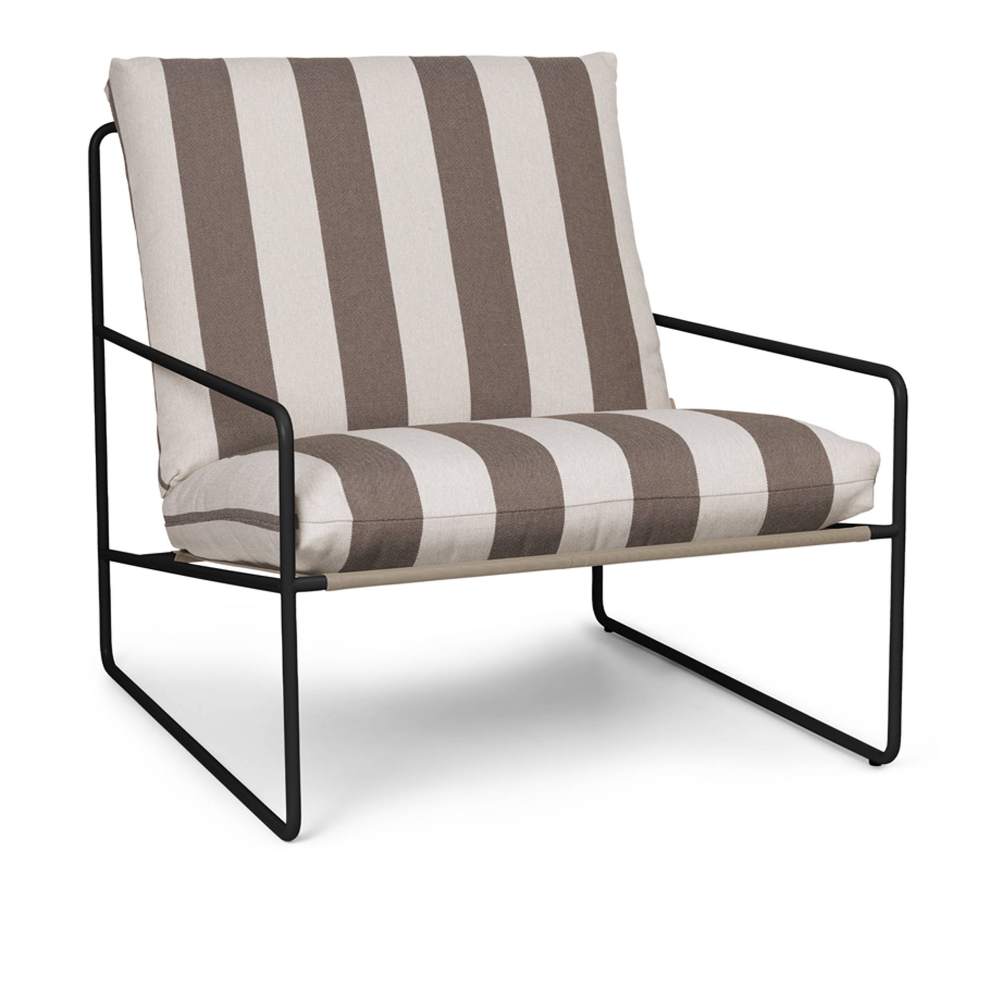 Ferm Living - Desert 1-seater Black Stripe - Chocolate - Fåtöljer utomhus - Brun - Metall/Syntetiskt/Skum/Plast