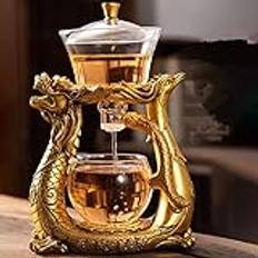 Mozeo Lazy Kungfu glas tesats värmebeständig vattenavledning roterande skyddsskål halvautomatisk tekanna i glas (tekanna enkel)