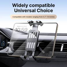TEMU Car Vent Mount Phone & Tablet Holder - Sturdy Triangular Support, Adjustable Clamp For 4.7-14 Inch Devices, Rotatable Abs Material, Fits Most Vehicles, Tablet Holder For Car