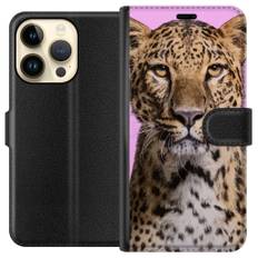 Apple iPhone 14 Pro Sort Tegnebogsetui Leopard