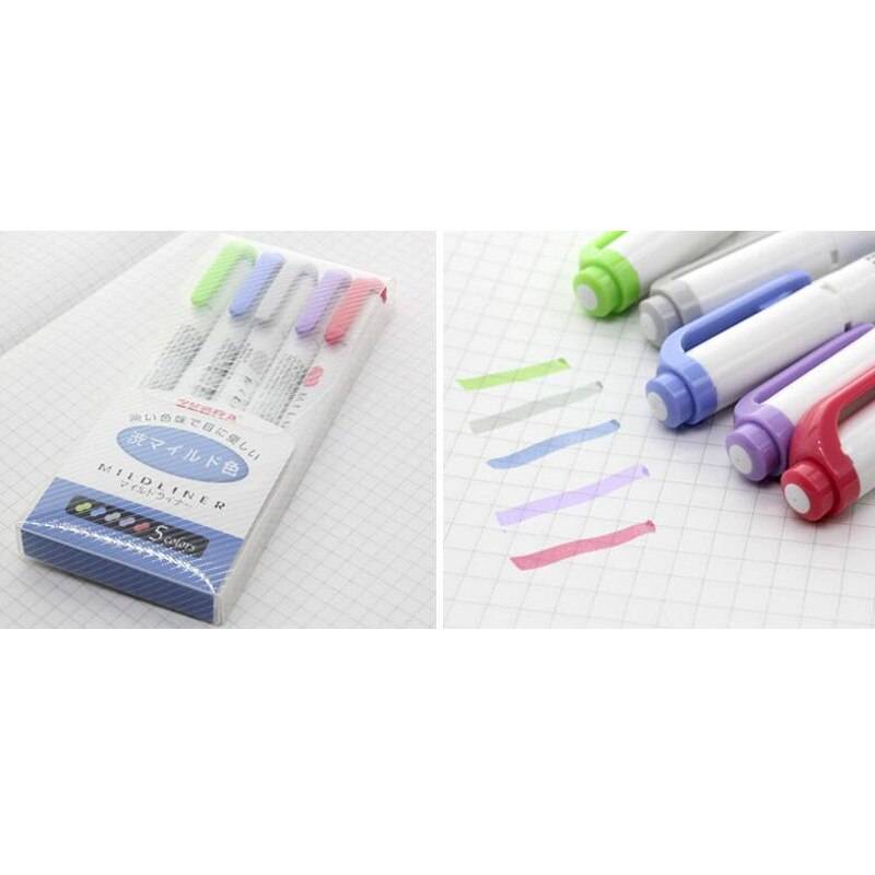 Original zebra mildliner highlighter dual liner highlighter maker penna japansk mild liner highlighter penna - 5 st ljusfärg