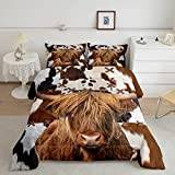 Täckeset Highland Cow Highland Cattle bäddset kopäls duntäcke kohud quiltat påslakaninlägg/täcke set för barn, pojkar, flickor, vuxna för dubbelsäng
