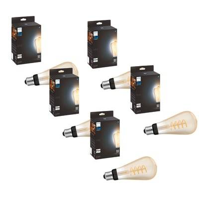 Philips Hue E27 LED-pære, ST72 Edison-filament, White Ambiance, Zigbee + Bluetooth - 5 pak