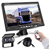 podofo Bakre kameraset med 7 tums LCD-skärm, 4-polig luftfartskabel, vattentät IP68, 18 IR-LED mörkerseende, 17,8 cm skärm bakkamera för husbil/buss/släpvagn/lastbil