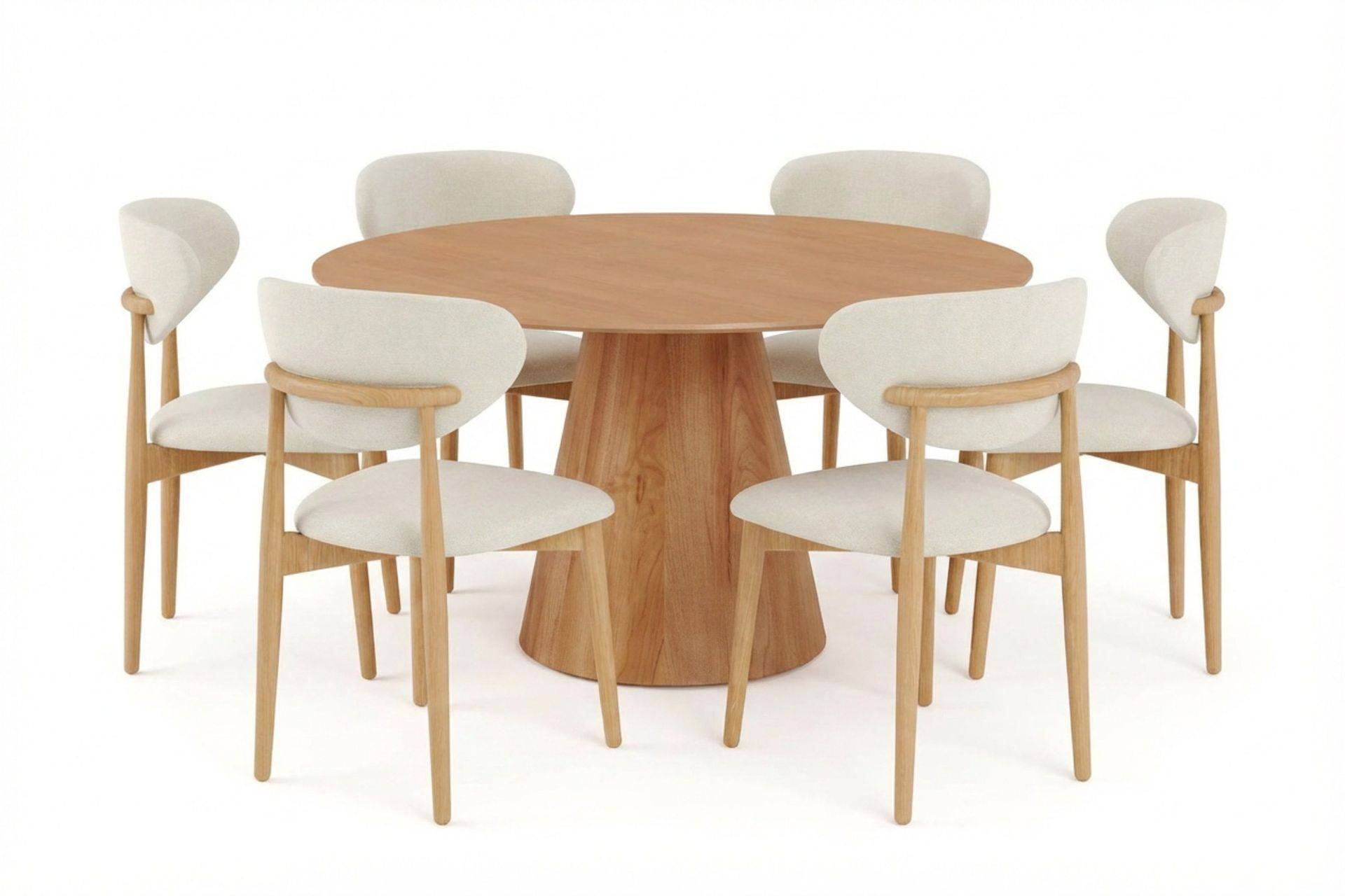 Bark Siena Matgrupp runt 150 cm Ek med 6 Molly Matstolar - Matgrupper Brun Träfanér