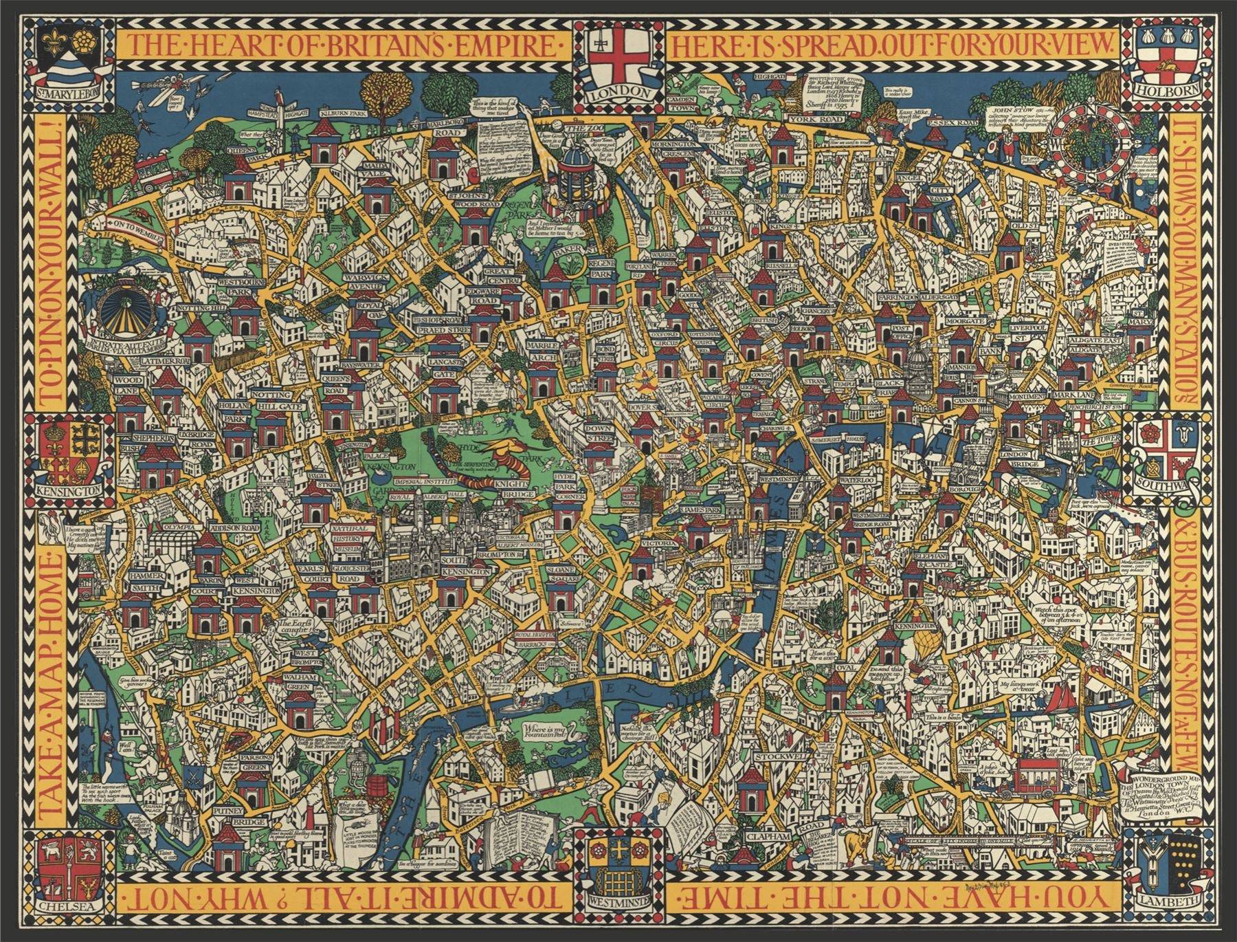 Pictorial Map of London, 1914 – MacDonald Gill 1000 or 500 Piece Jigsaw Puzzle - 500
