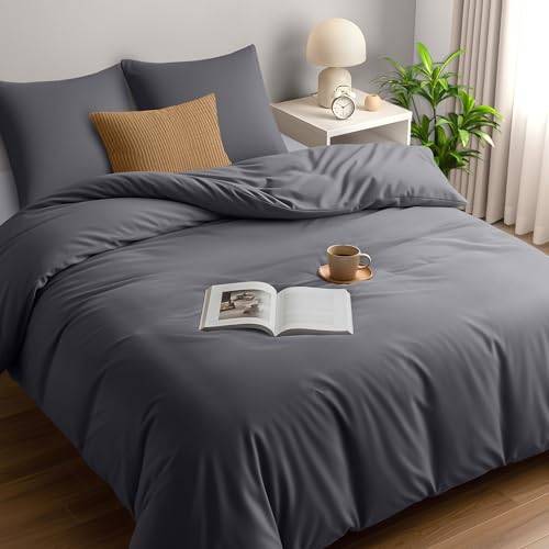 Utopia Bedding Påslakanset - Påslakan I Mjuk Mikrofiber Polyester 240x260 cm Med 2 Örngott 65x65 cm - Påslakanset För Sängkläder - Grå