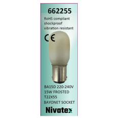 Symaskinslampa bajonett 15W frost Ba15d 22x55
