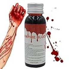 Falskt blod, Vampyrblod - 100 ml Fuskblod för Halloween Makeup, Tvättbart Faux Blod, Konstgjort blod, Zombie Blod Makeup för kläder, Zombie Brud, Vampyr