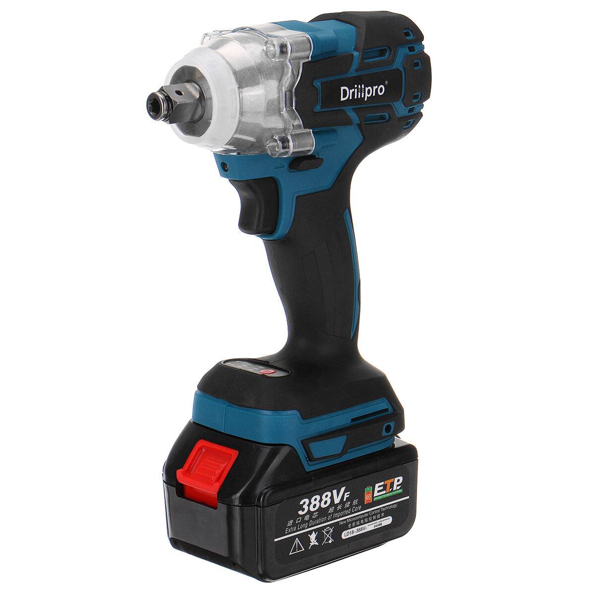 Drillpro 388VF 520N.m Borstlös El-Cordless Slagborr 1/2 tum Borrmaskin Strömverktyg För Hem För Makiita 18V batteri