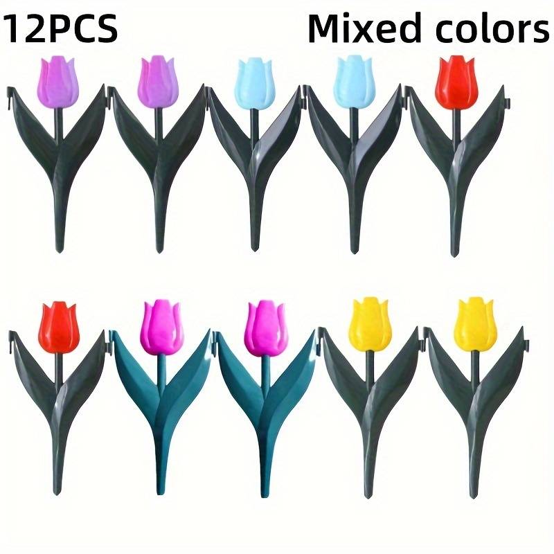 12pcs Halloween Mixed Color Tulip Plastic Garden Edging Fence, Suitable For Outdoor Yard And Indoor Balcony Lawn Edge Decoration, Party Plastic Insert Fence