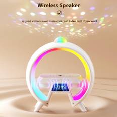 Wireless Speaker BT Portable Speaker Phone Wireless Charger with Atmosphere Lamp Time Display/Call vit
