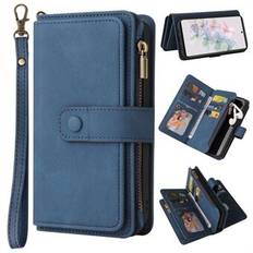 För Google Pixel 7 KT Multi-Functional Series-2 15-Card Design Smooth PU Leather Zippered Pocket Phone Case with Wallet Stand Wrist Strap Buckle Closure  Till Google Pixel 7 KT Multi-funktionell Series-2 15-korts design Slät PU-läder Telefonfodral med dra