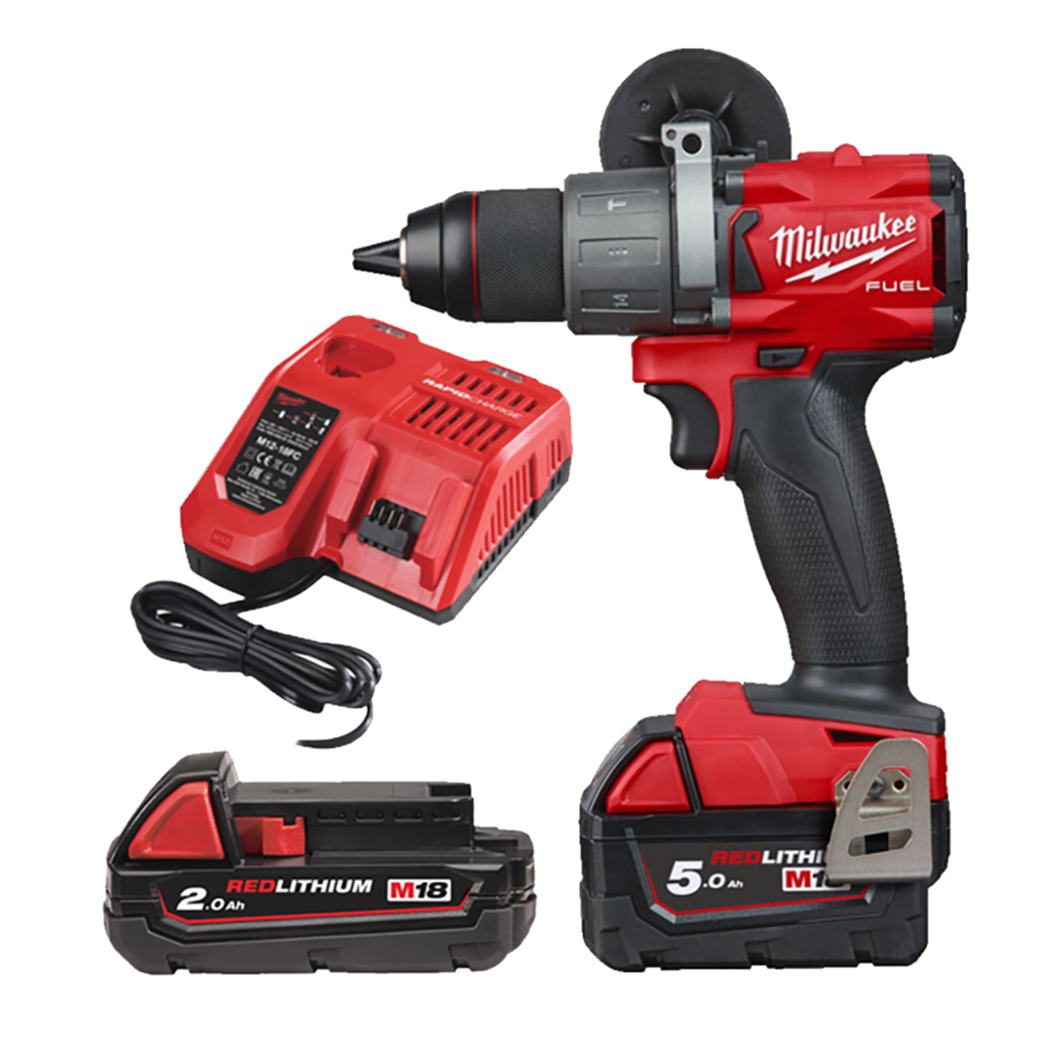 Milwaukee M18™ DAV-FPD2-522X FUEL™ slagboremaskine 1x5.0+1x2.0 Ah batterier og lader