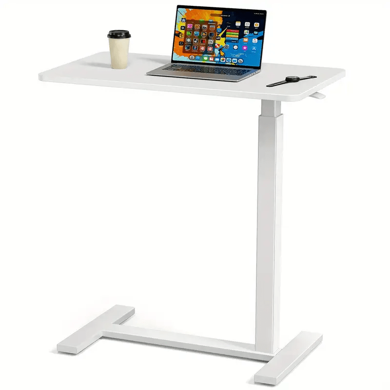 1 or 2pcs Adjustable Height Bedside Table with Wheels | Rolling Laptop Table, - Only 1 White