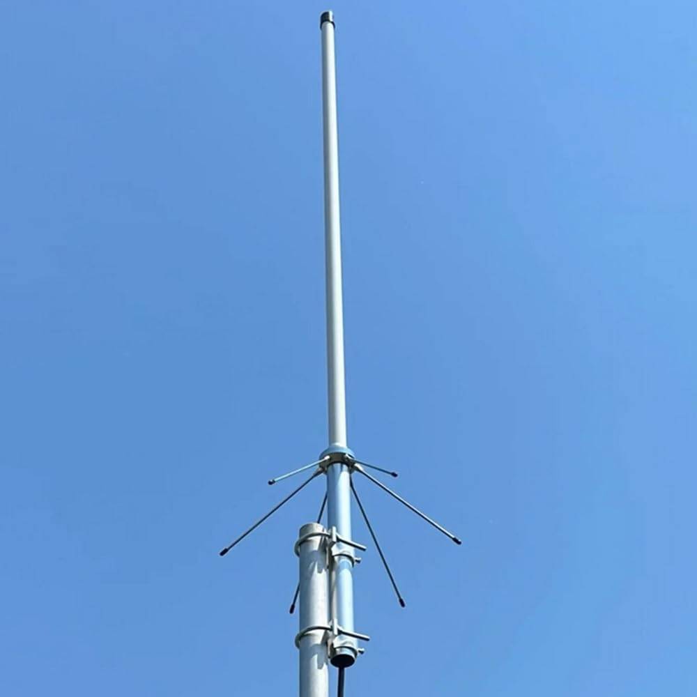 144/435 MHz VHF/UHF Dual-Band Radio Whip Fiberglass Antenna Home Outdoor UV Dual Frequency Radio with Ground Loop SO-239 Female