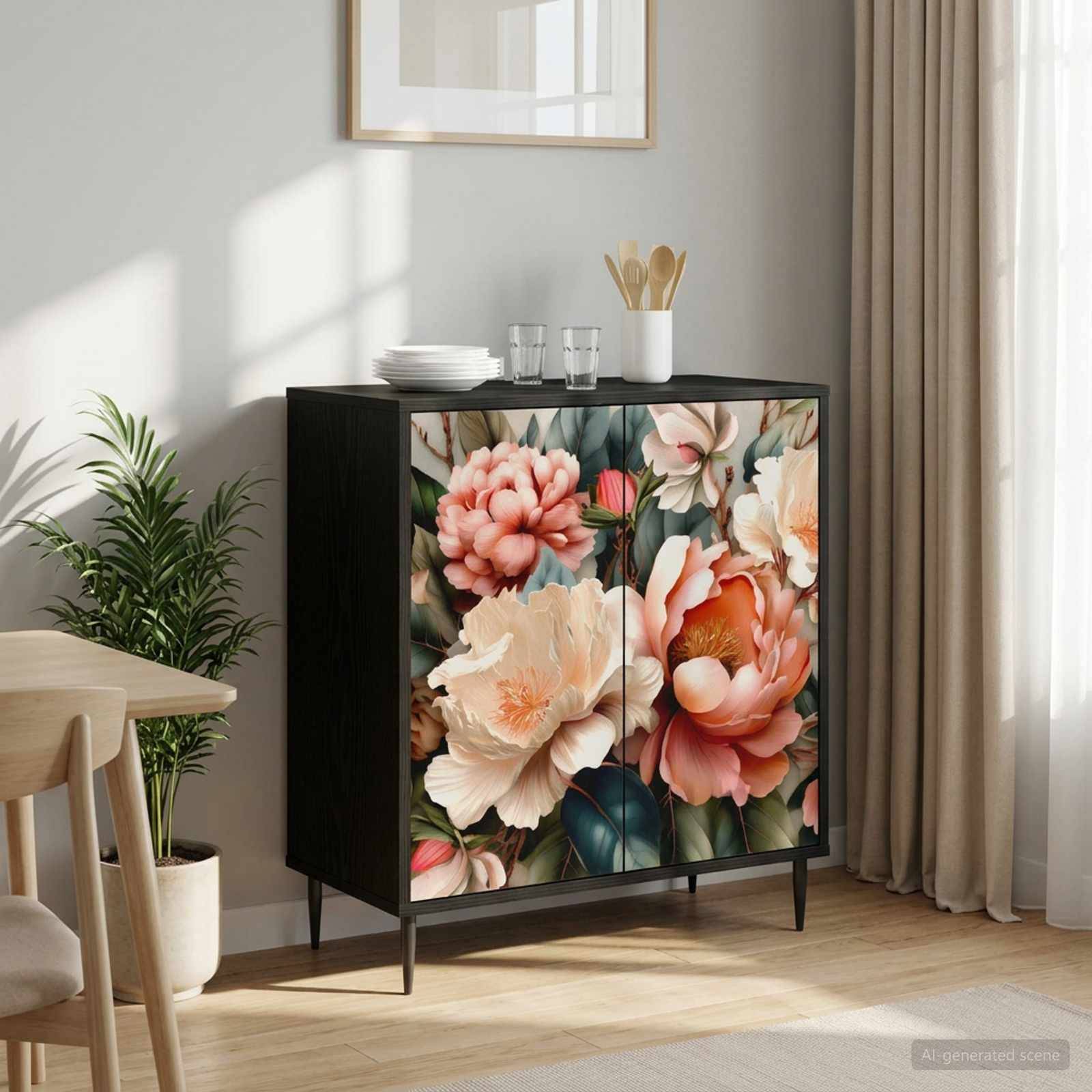 Sideboard BORNE Sort eg 69 x 33 x 76 cm Konstrueret træ