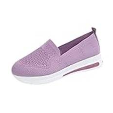 Skor dam sneakers, slip-on ortopediska skor andas sjuksköterska skor mode damer promenadskor sommarskor damer arbetsskor fritidsskor funky slip-on skor, lila, 37 EU