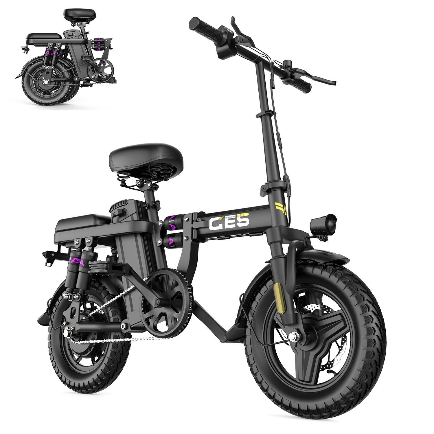 TOOFLY GE5 Adult Electric Bike 25KM/H 500W Motor 48V15Ah Battery City Commuting E-Bike 14'' Tire Foldable Adults Electric Bicycle GE5 500W