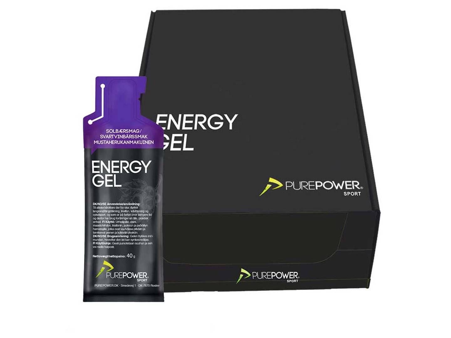PurePower Energigel ESKE 12 x 40 gram, Svart vinbär