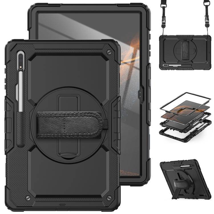 För Samsung Galaxy Tab S8 Ultra 14,6 tum SM-X900 Silikon + PC Tablet Case svart