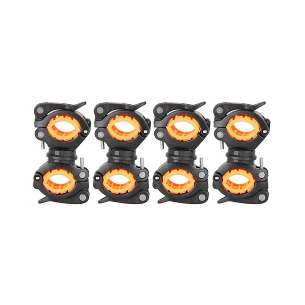 4X 360 Degree Rotating Cycling Bike Light Double Holder LED Front Flashlight Lamp Pump Handlebar Holder Black + Orange