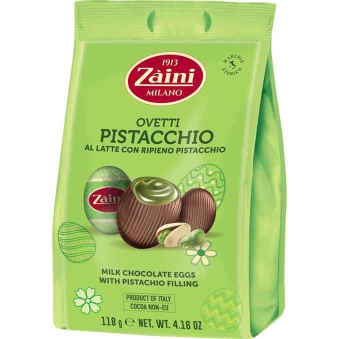 Zaini Mjölkchokladägg Pistage
