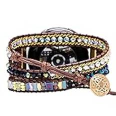 Juaupepo Boho sten klockarmband kompatibel med Samsung Galaxy Watch 3 45 mm, kvinnor män 22 mm armband handgjord natursten färgglad jaspisrem för Galaxy Watch 76 mm/Gear S smartklocka