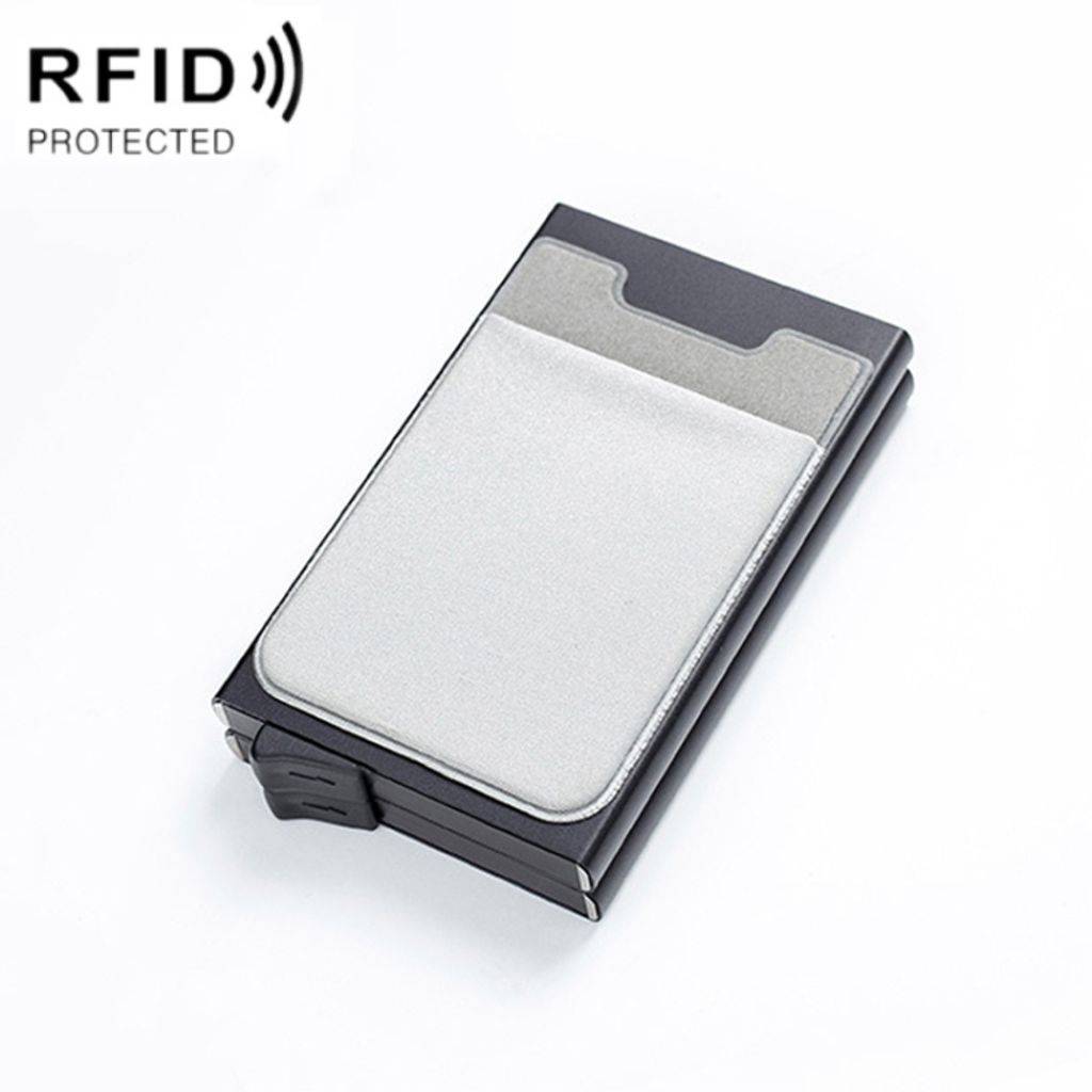 RFID-blokerende kortholder i aluminiumslegering – sort/sølv
