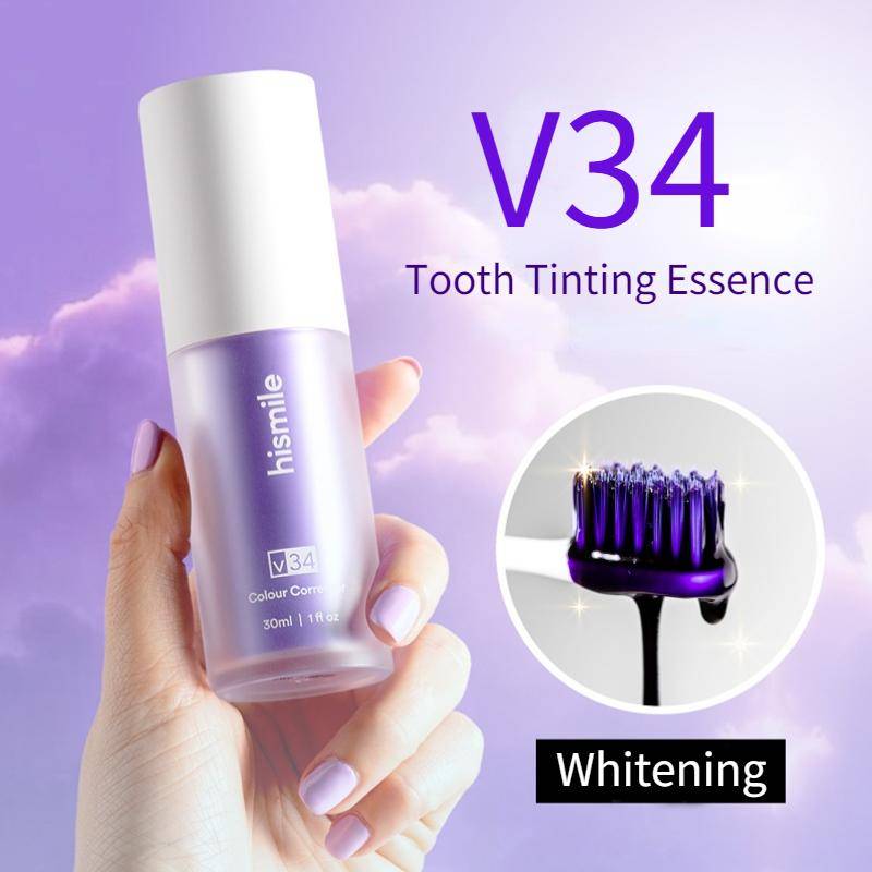 1 ST V34 Tandkräm Ljuslila Färgkorrigerare Tandkräm För Tänder Vitare Uppljusande Tandvård Tandkräm Minska Gulhet 30 ml purple