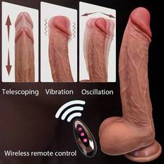 1 bit utdragbar dildovibrator sexleksak - vibrations- och uppvärmningsläge, realistisk dildo för analstimulering med G-punkt, silikondildo-fjärrkontro - Multifärgad (210F-W)