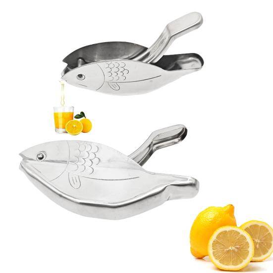 Citronpress Manuell Fruktpress för Apelsin Lime Granatäpple Bärbar Fiskformad Handjuicer för Matlagning Cocktails gyllene