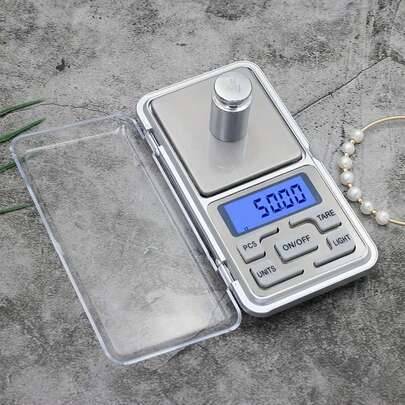 1 st 500g/0.01g smyckesvåg, mini elektronisk fickvåg, bärbar guldvåg, elektronisk köks-/matvåg, lämplig för vägning av te, guld och postförsändelser, - Silver (En-Storlek,500g/0,01g)