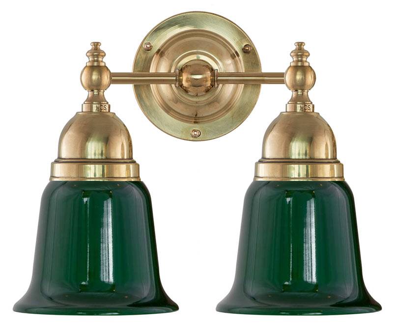 Vägglampa - Bergman mässing, grön klocka
