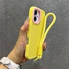 Handledsrem Armband Lanyard Telefonfodral För iPhone 15 16 Pro Max 14 13 12 11 X XR XS Collision Color Lins Protector Cover, gult, För iPhone 11