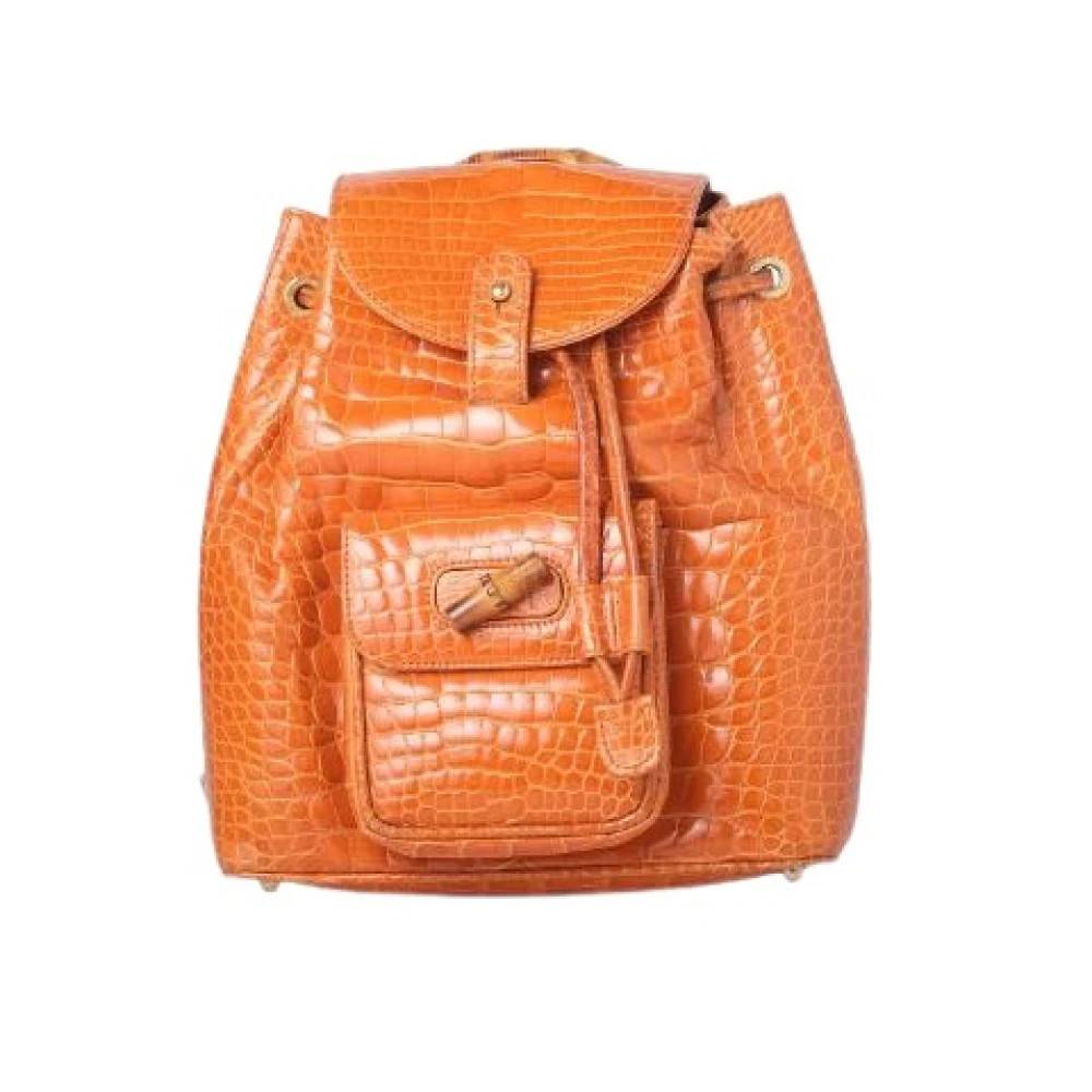 Gucci Vintage Pre-owned Bamboo Rygsæk - Vintage - Dame - Orange - ONE SIZE - Uld