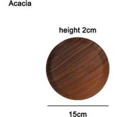 Mattallrikar av akacia och valnöt, runda tallrikar av massivt trä, stapelbara mattallrikar, naturliga serviser för rätter mellanmål - Akacia omgång -15cm