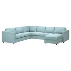 IKEA - VIMLE 5-pers. hjørnesofa med chaiselong, chaiselong/Saxemara lyseblå