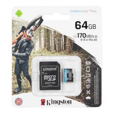 Kingston Canvas Go! Plus 64GB MicroSD Card with Adapter