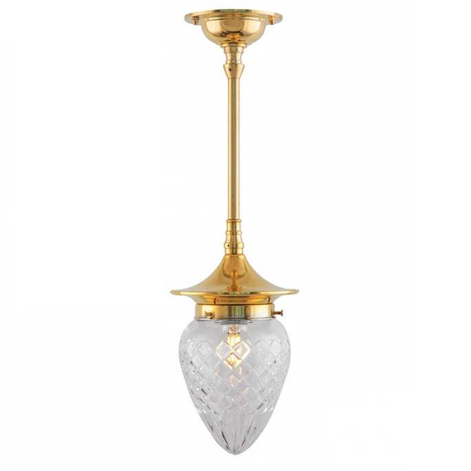 Loftslampe - Dahlbergspendel 80 messing, klart glas dråbe - 35 cm