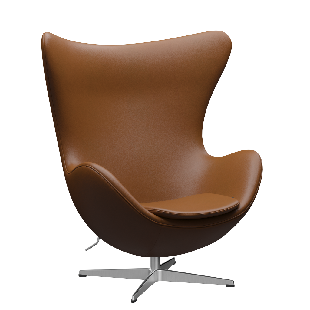 3316 Ægget loungestol, stel i børstet aluminium af Arne Jacobsen Aura læder - Walnut - Jacobsen Plus