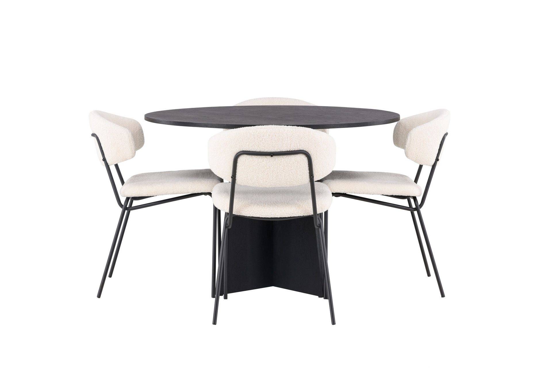 Bootcut Matgrupp 110 cm Rund med 4 Chico Stolar - Svart Venture Home