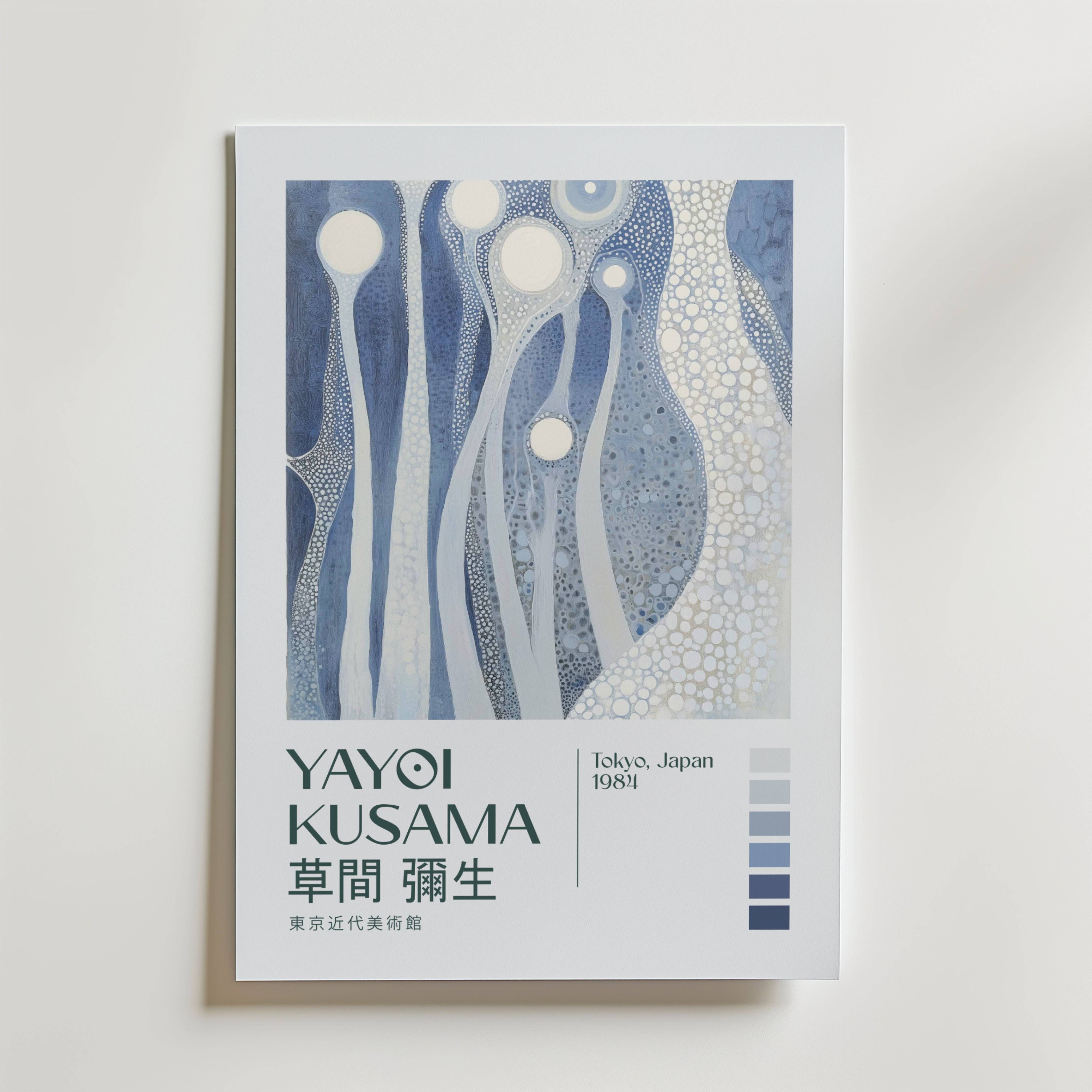 Yayoi Kusama Silent Blue Infinity Poster - Premium Canvas 40x50 cm