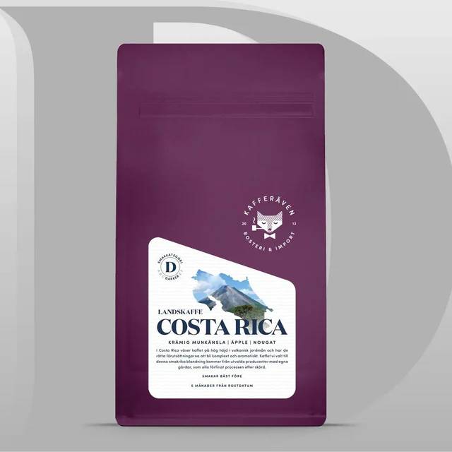 Kafferäven - Landskaffe - Costa Rica - Lätt mörkrostade kaffebönor - 500g